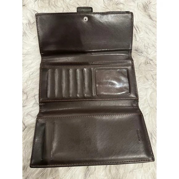 Women's Coach Brown & Beige Signature Canvas Wallet One Size - Picture 8 of 11